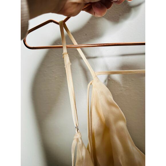 SAN SLOANE White Lime Green Satin Slip Style Cowl Neck Dress Size Small - Picture 13 of 14